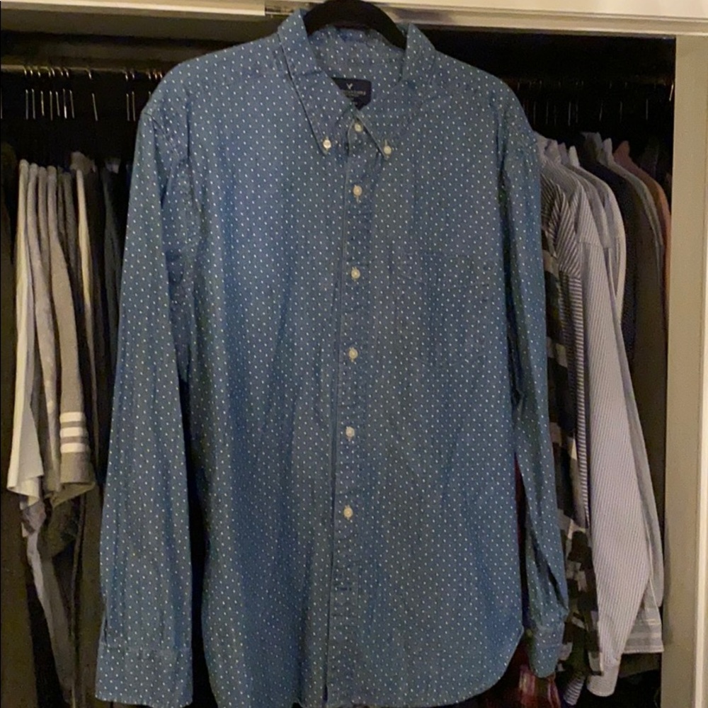 American Eagle Dotted Print Denim Shirt